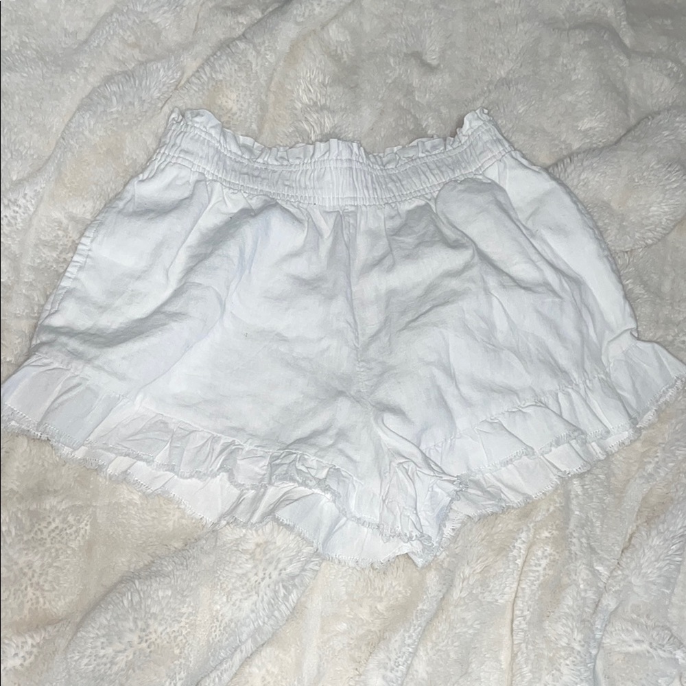 Aerie White High Waist Ruffled Shorts